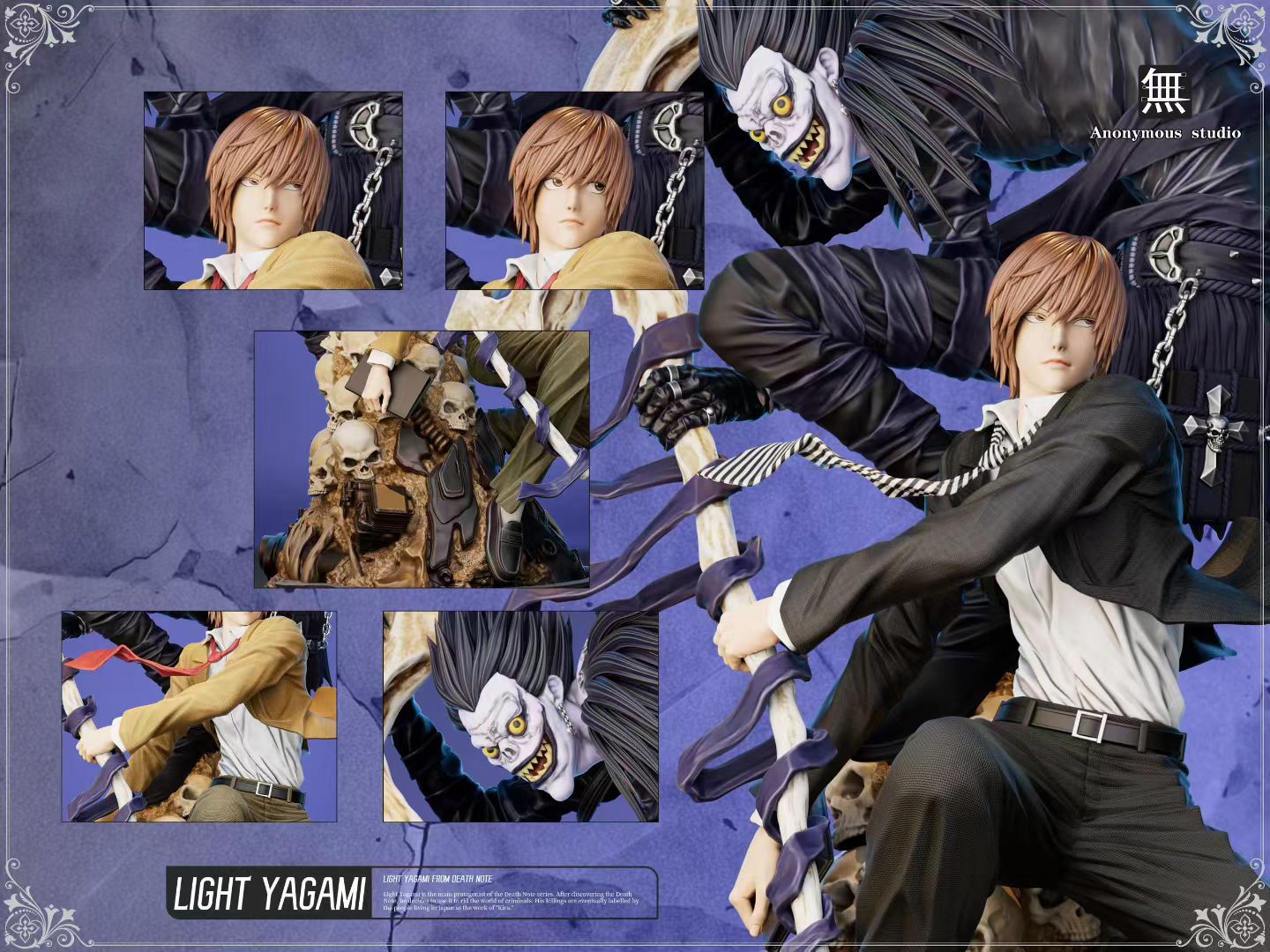 Anonymous Studio - Death Note Light Yagami Ryuk Double Head Sculpt Double Version Statue | 死亡笔记 夜神月 硫克 LIGHT YAGAMI 双头雕 双版本 雕像 - Image 8