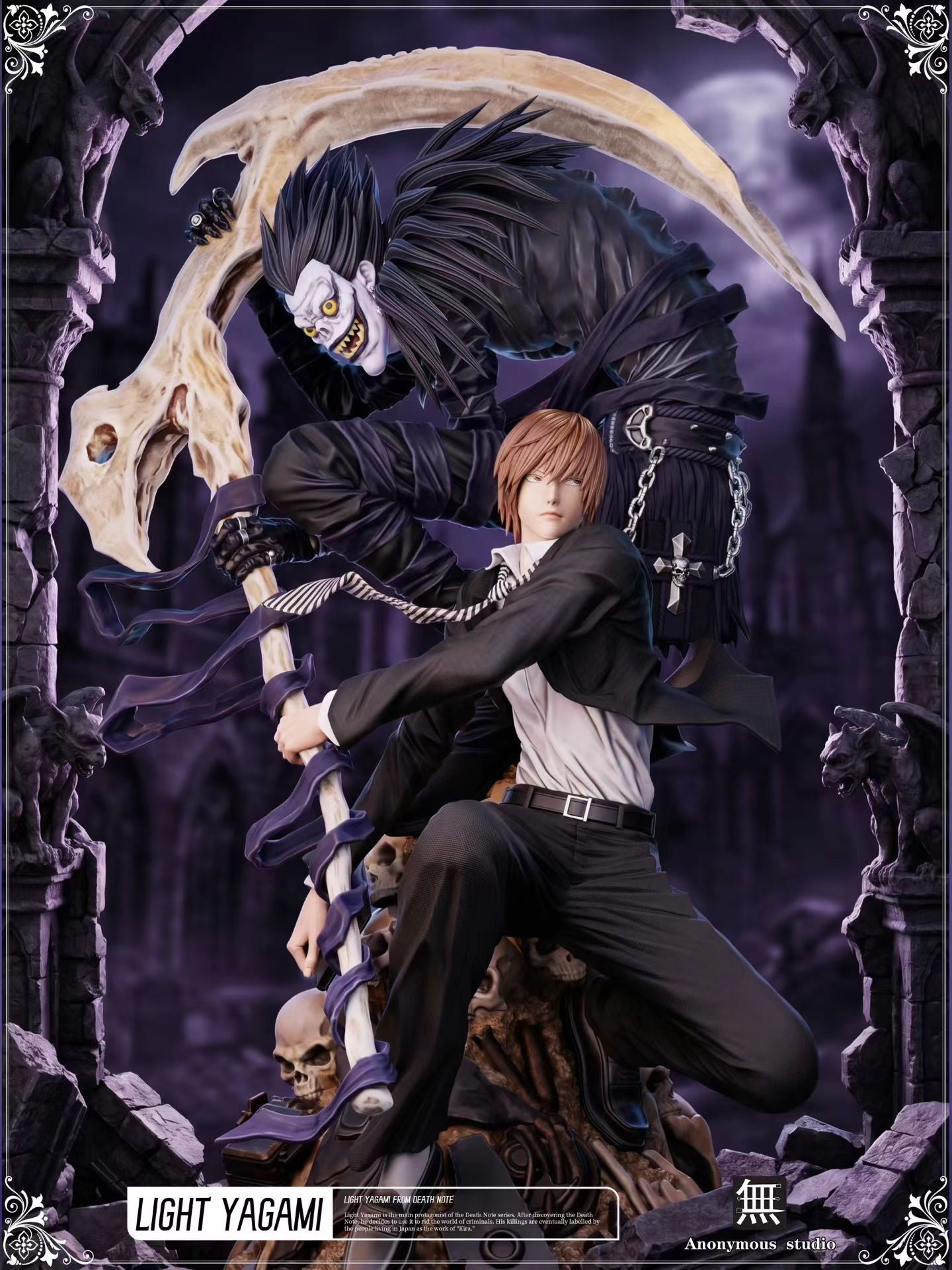 Anonymous Studio - Death Note Light Yagami Ryuk Double Head Sculpt Double Version Statue | 死亡笔记 夜神月 硫克 LIGHT YAGAMI 双头雕 双版本 雕像 - Image 7
