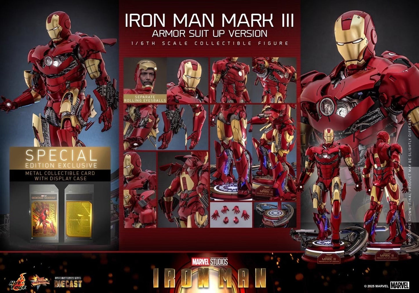 Iron Man Mark 3 (Battle Damaged Version) 1:6 Scale Diecast Collectible Figure - Image 6
