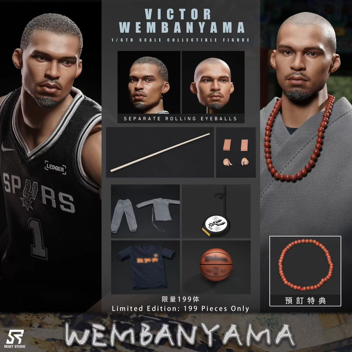ResetStudio - ResetStudio Articulated Eye Victor Wembanyama Dual Sculpt 1/6 Action Figure Set | ResetStudio 可动眼 文班亚马双造型 1/6 可动人偶套装 - Image 4