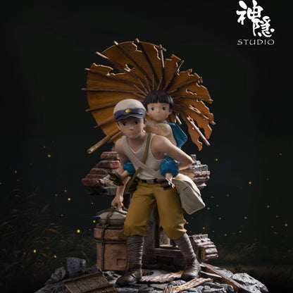 Shen Yin Studio - Shen Yin Studio Silhouette Series Grave of the Fireflies Seita Setsuko Glimmer Under Broken Umbrella Set | 神隐工作室剪影瞬间系列萤火虫之墓残伞下的微光整体 清太节子 - Image 1