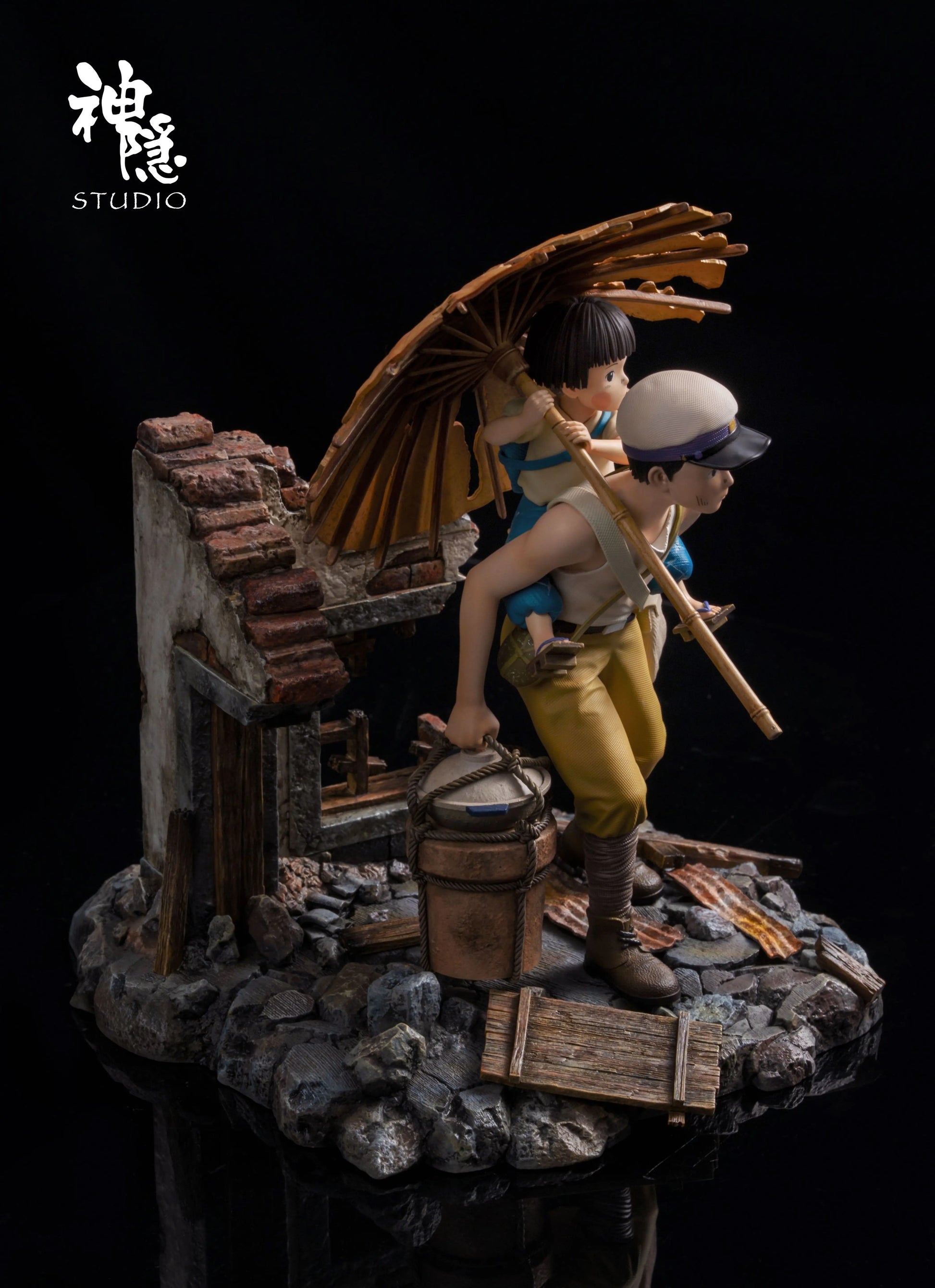 Shen Yin Studio - Shen Yin Studio Silhouette Series Grave of the Fireflies Seita Setsuko Glimmer Under Broken Umbrella Set | 神隐工作室剪影瞬间系列萤火虫之墓残伞下的微光整体 清太节子 - Image 3
