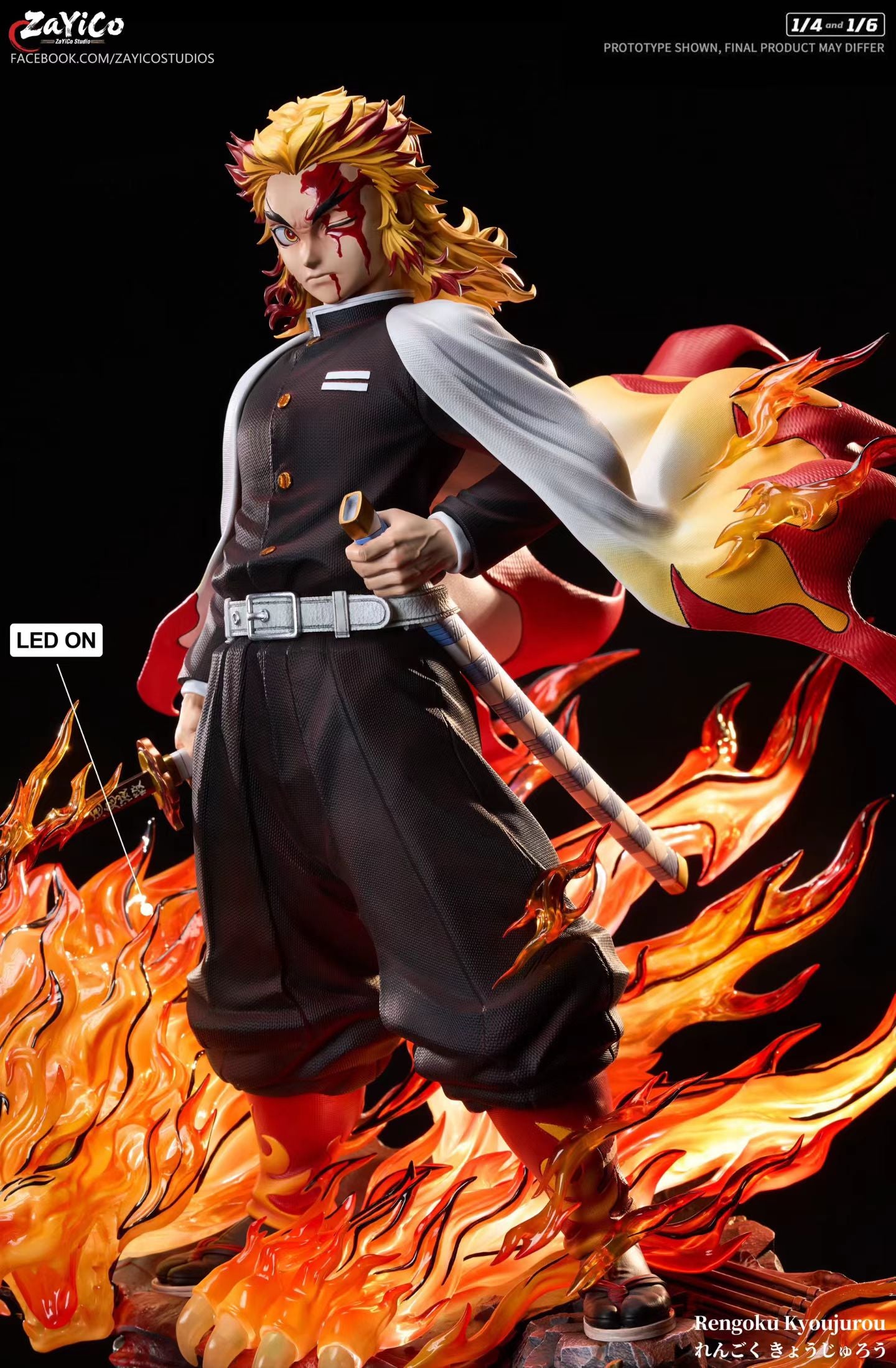 Zayico - Demon Slayer Resonance Series Vol 4 Flame Hashira Kyojuro Rengoku Dual Scale Statue | 鬼灭之刃共鸣系列第四弹 炎柱炼狱杏寿郎 双比例雕像 - Image 8