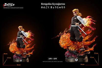 Zayico - Demon Slayer Resonance Series Vol 4 Flame Hashira Kyojuro Rengoku Dual Scale Statue | 鬼灭之刃共鸣系列第四弹 炎柱炼狱杏寿郎 双比例雕像 - Image 1