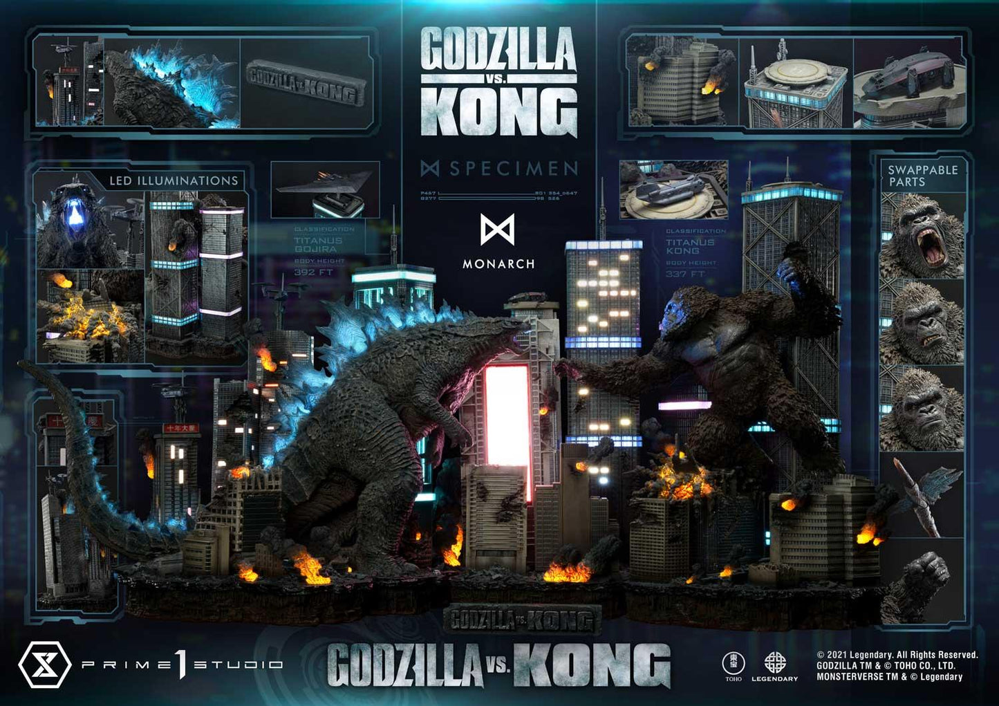 Prime 1 Studio - Licensed Godzilla vs Kong Final Battle | 版权 哥斯拉大战金刚 终极之战场景